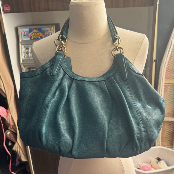 Large Teal Coach Hobo shoulder bag with Duster bag - Picture 5 of 9